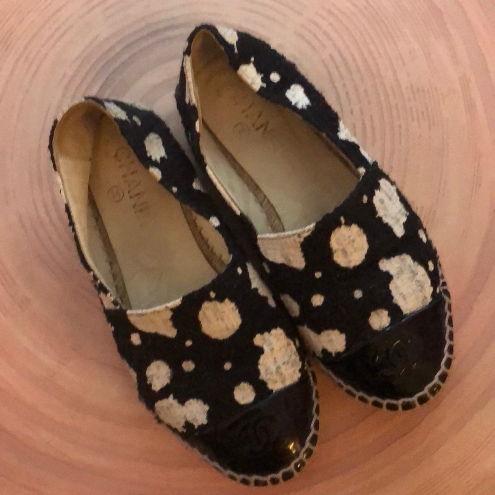 Chanel black and white espadrilles. Size 6.